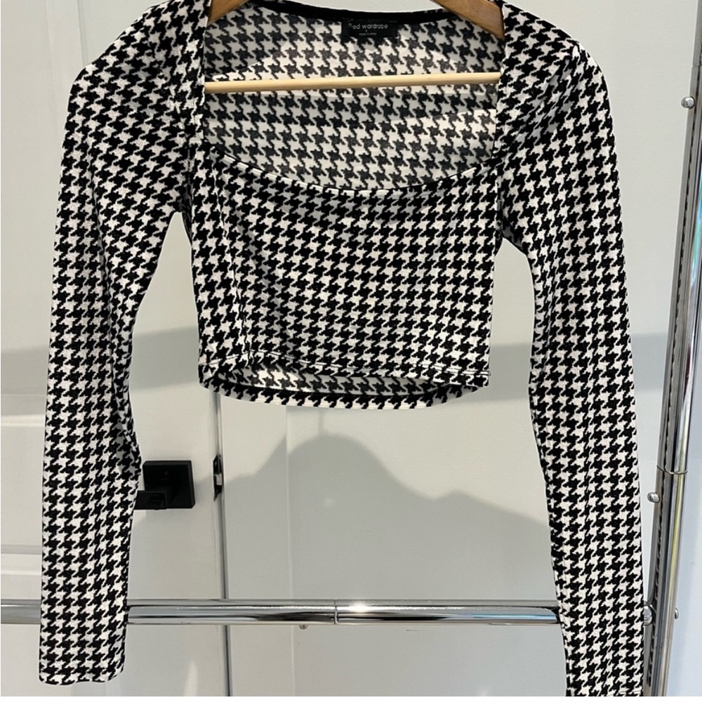 Velvet houndstooth crop top + leggings - Picture 2 of 5